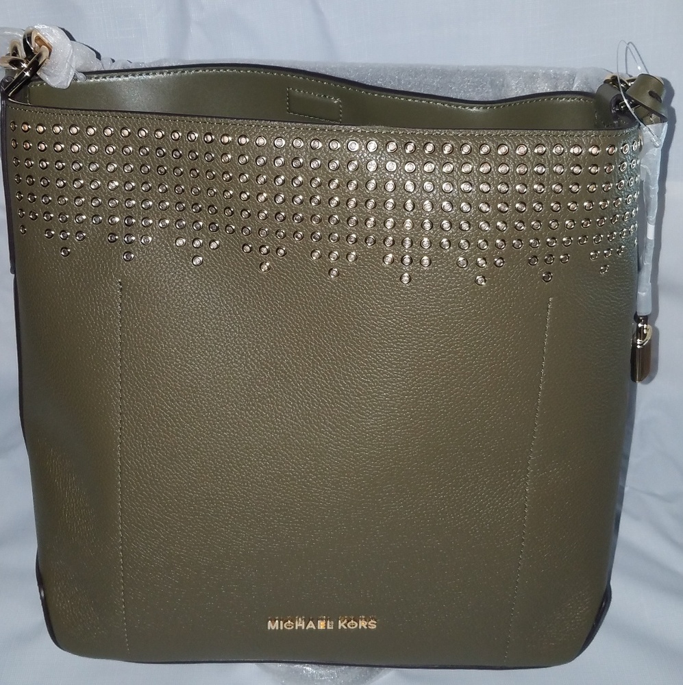 Michael Kors Hayes Olive Large Bucket Shoulder Bag